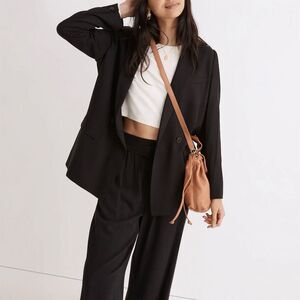 NWT Madewell Women's Drapeweave Caldwell Double-Breasted Blazer Black Size S
